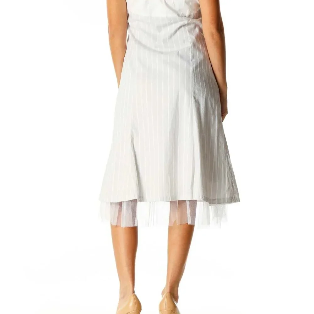 White Solid Holiday Fit & Flare Dress - Picture 4 of 4